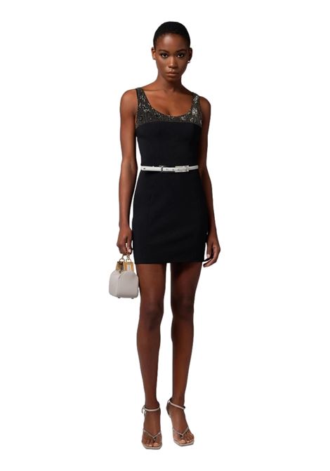 Crepe mini dress with embroidered bodice ELISABETTA FRANCHI | dress | AB60242E2110